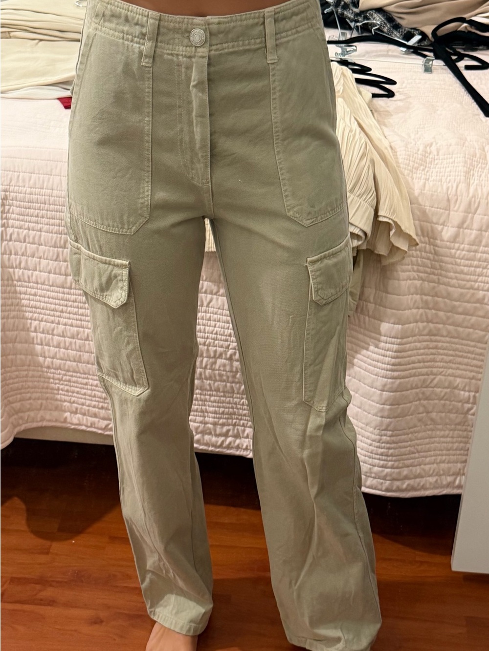 Zara Light Khaki Utility Cargo Pants